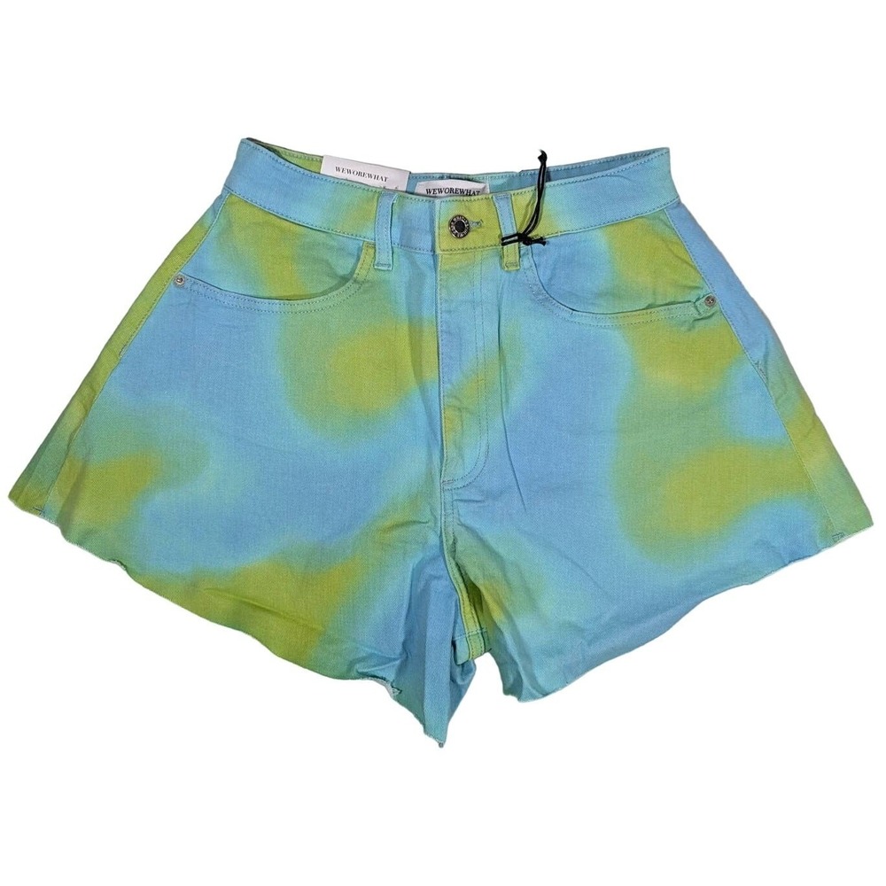 WeWoreWhat Flare Bell Shorts Tie Dye Blue Green High Rise‎ Size 26